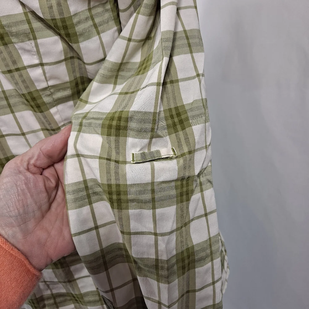 REI Green Plaid Snap Button Closure Long Sleeve Travel Shirt - Picture 6 of 9